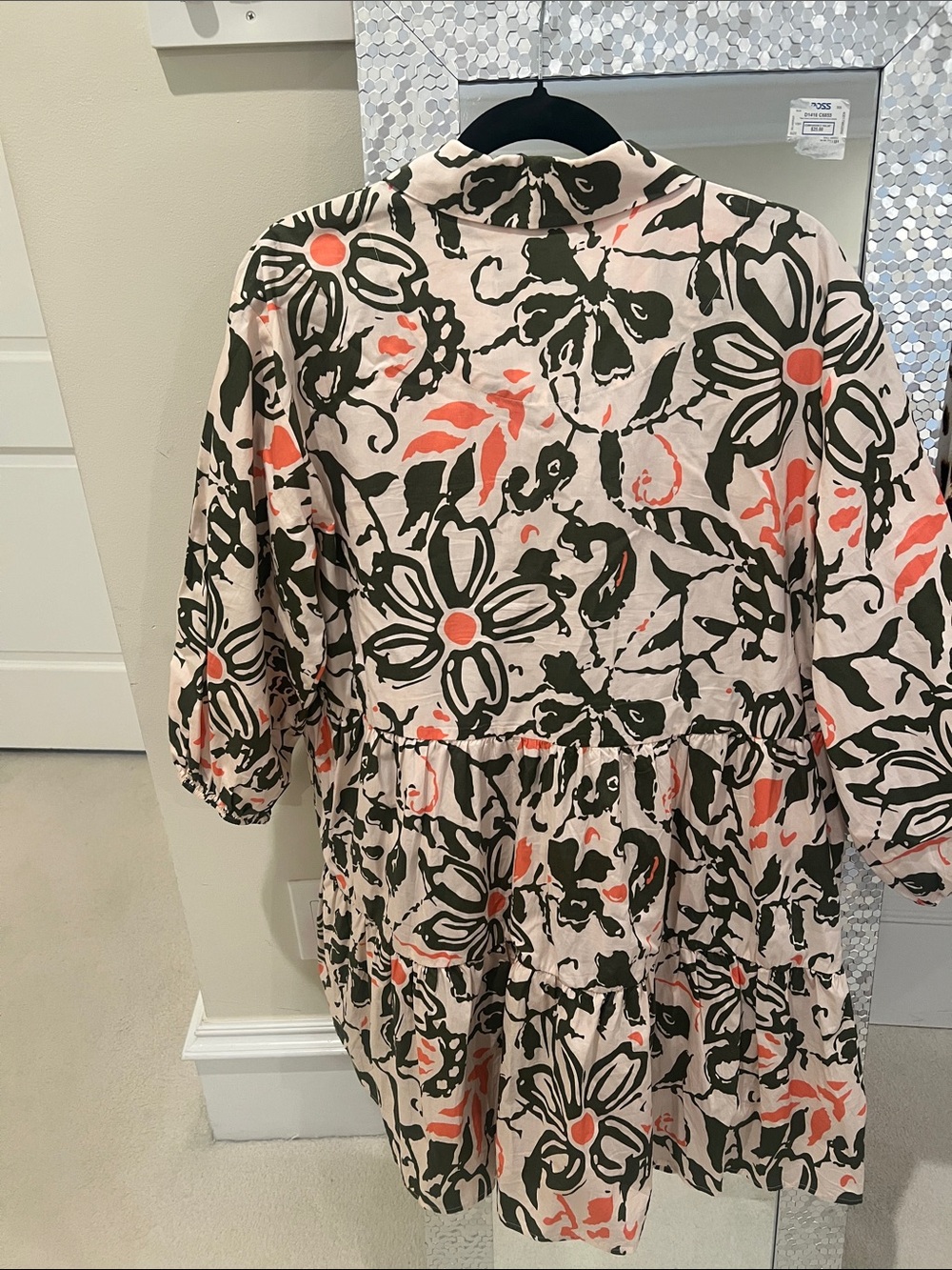 Maeve Beige Tiered Dress with Olive and Coral Floral Print - Picture 2 of 2